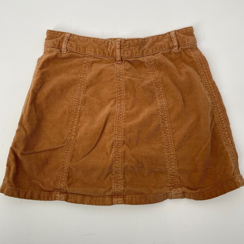 American Eagle Y2K Corduroy Micro Mini Skirt‎ Size 2 Tan Retro High Waisted - Picture 4 of 8